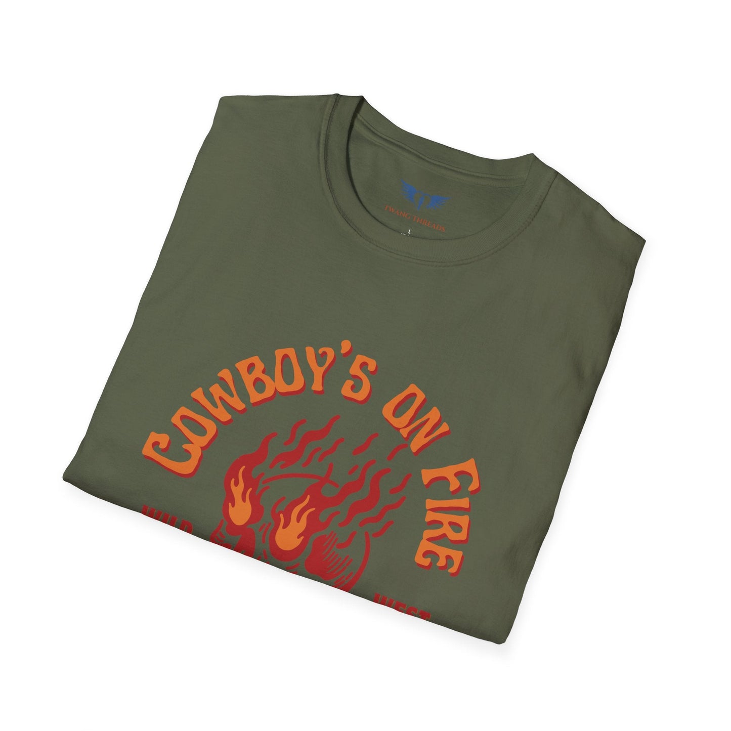 Cowboy's On Fire Skull Wild West T-Shirt