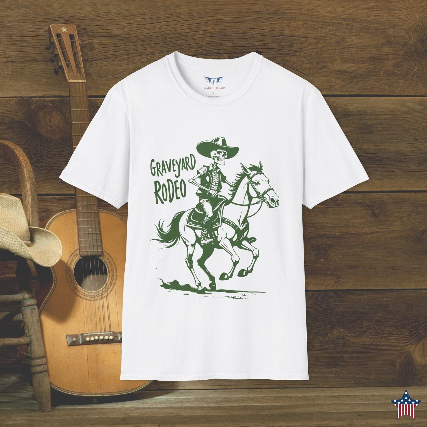 Graveyard Rodeo Skeleton Cowboy T-Shirt