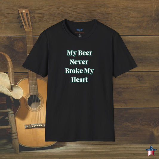 My Beer Never Broke My Heart with Beer Mug T-Shirt