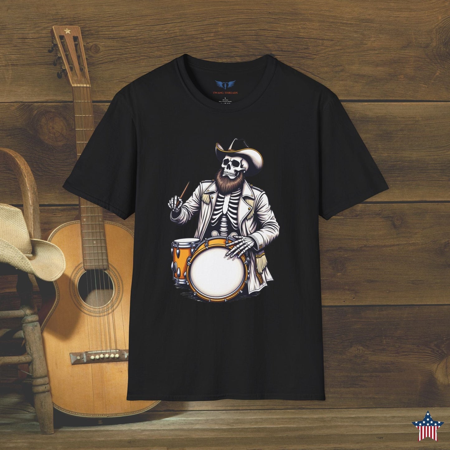 Cowboy Skeleton Drummer T-Shirt