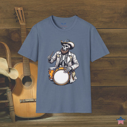 Cowboy Skeleton Drummer T-Shirt