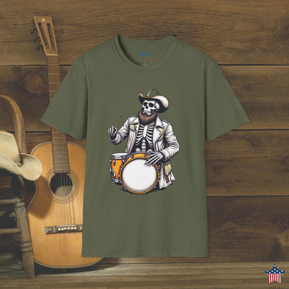 Cowboy Skeleton Drummer T-Shirt