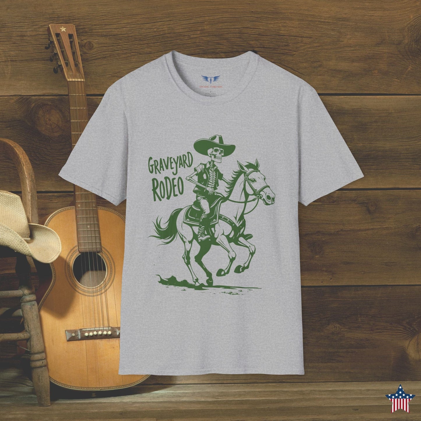 Graveyard Rodeo Skeleton Cowboy T-Shirt