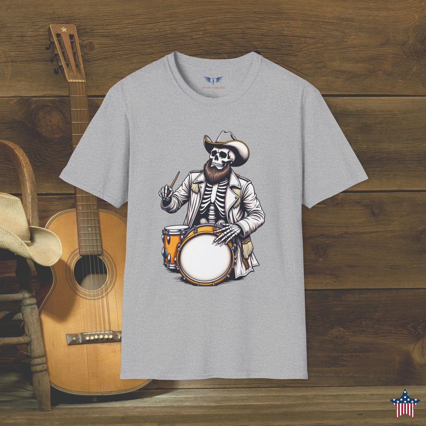 Cowboy Skeleton Drummer T-Shirt