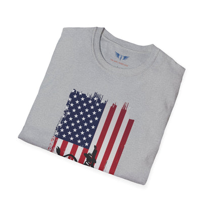 American Flag Bull Riding T-Shirt